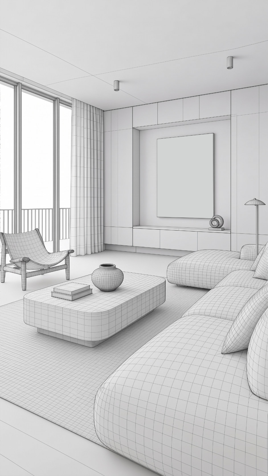 Studio wireframe del soggiorno